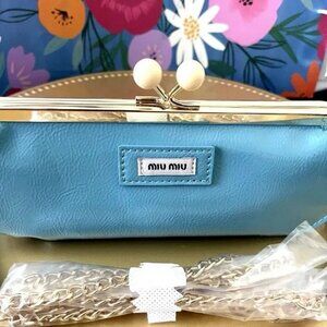 Miu Miu GWP Blue Kiss Lock Shoulder Bag